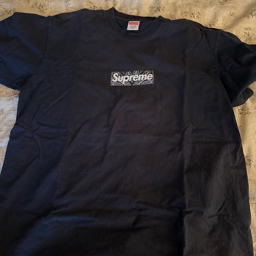 Supreme Navy Bandanna Box Logo Tee (XL)